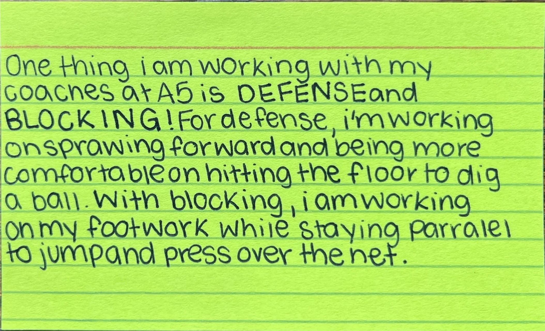 Handwritten card titled 'What I'm working on'