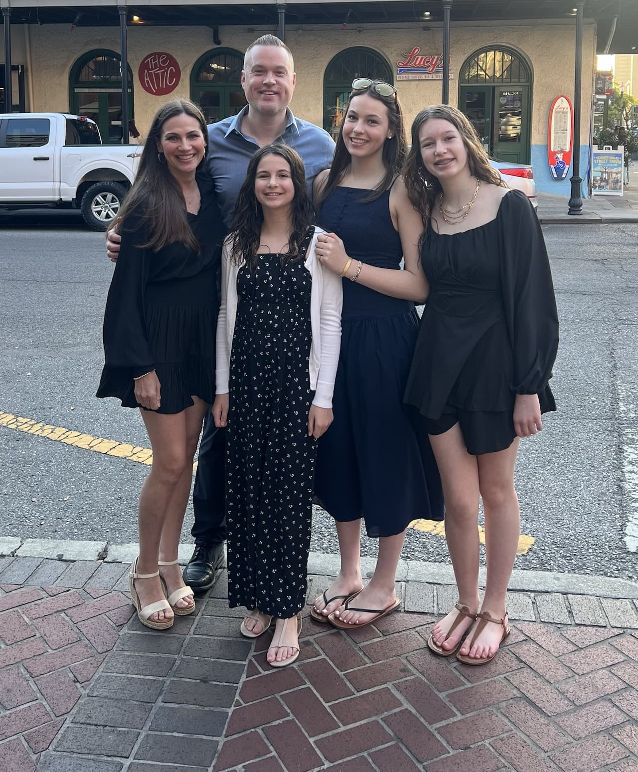 Lyla with her parents and two younger sisters